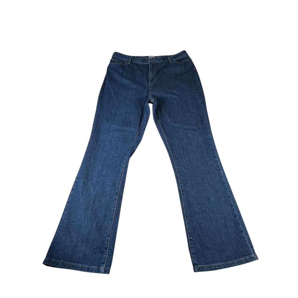 LL Bean Jeans Dark Wash Women's Sz 20 M / T Classic Fit Cotton Stretch Zip